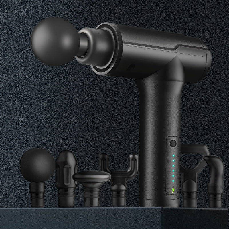 PulsePro Black Massage Gun with 6 interchangeable heads