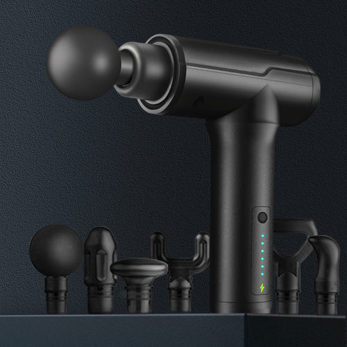 PulsePro Black Massage Gun with 6 interchangeable heads